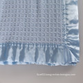 China Factory Wholesale Cotton Material Waffle Weave Blanket With Brushed Backside